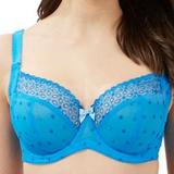 36H - Gorgeous » Blue Polka Dot Mesh Non Padded Dd-h Balcony Bra (1500105160)