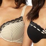 30FF - Gorgeous » Dd+ Pack Of Two Black Flock Spot D-g T-shirt Bras (1500103232)