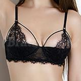 42A - Backseam » Satin And Chantilly Lace With Straps Bra