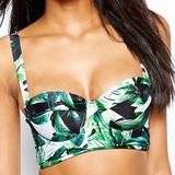 36F - Asos Swim » Leaf Print Fuller Bust Longline Bikini Top (480054)