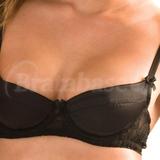 28DD - Mimi Holliday » Angelique Jet Silk Satin & Lace Super Plunge Bra (AW12-28)