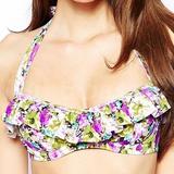 32A - Asos Swim » Violet Floral Ruffle Underwired Halter Bikini Top (353398)